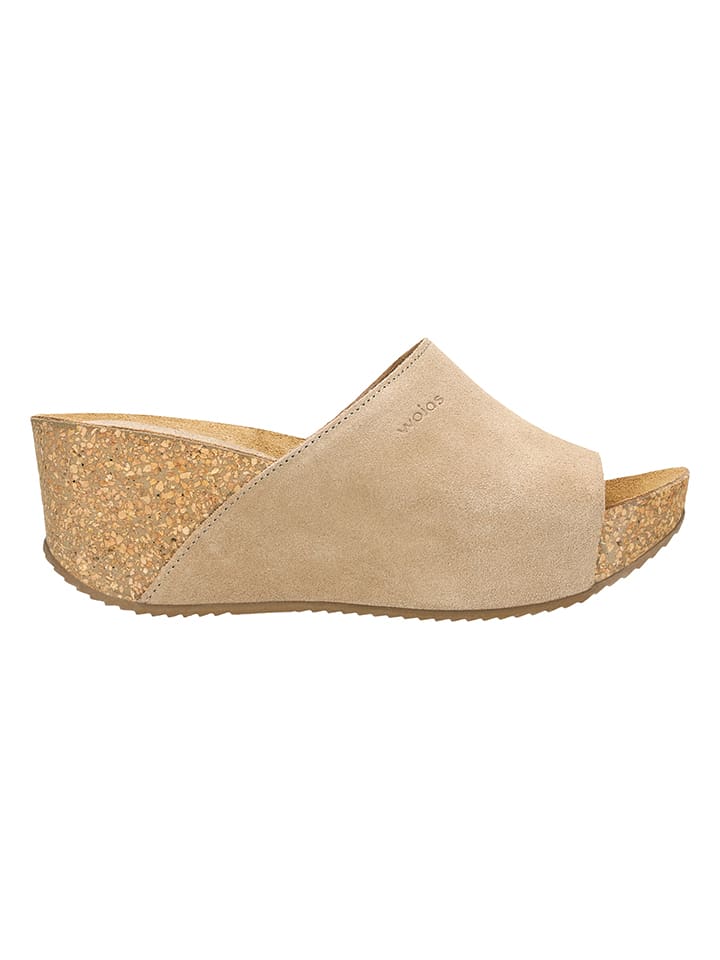 Leder-Pantoletten in Beige