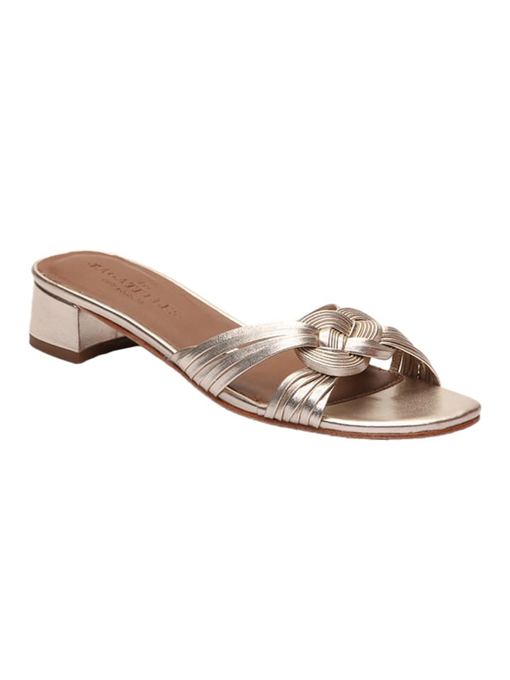 Leder-Pantoletten "Gifi" in Gold
