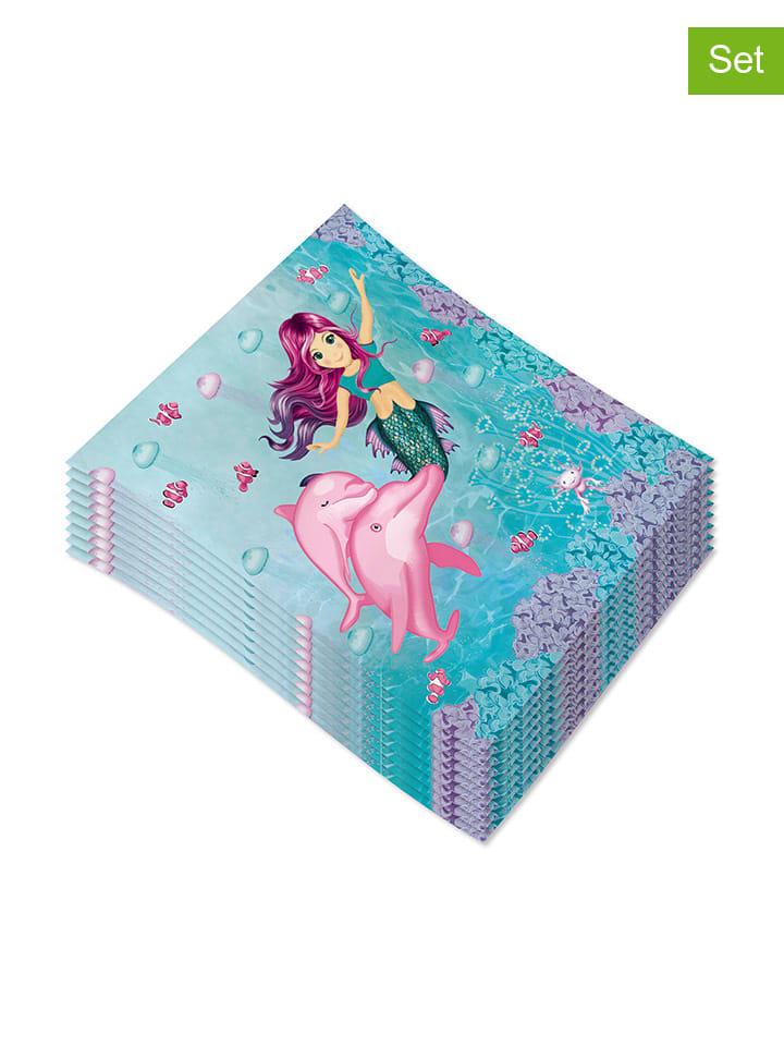 20er-Set: Servietten "Coralie" in Hellblau/ Rosa