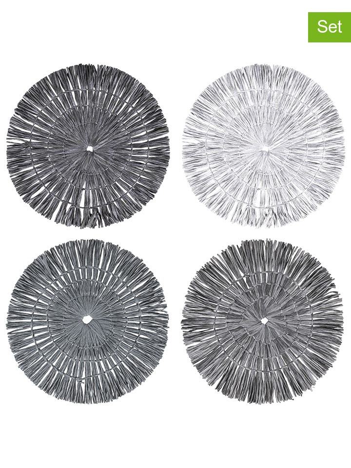 Shades of (Villa d'este) 4delige set placemats "Stones" grijs Ø 38