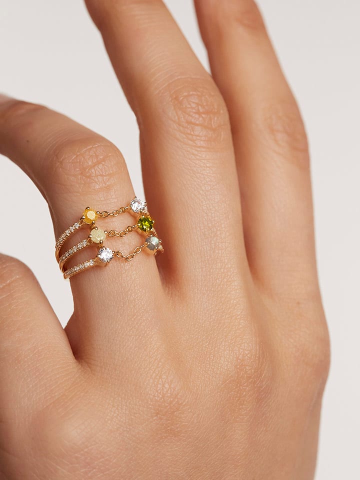 Vergold. Ring "Juno" mit Edelsteinen