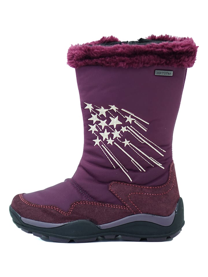 Leder-Winterstiefel in Aubergine