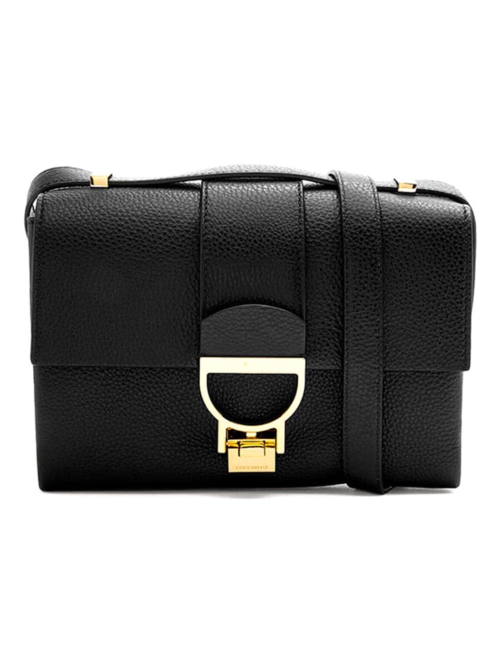 Leder-Umhängetasche in Schwarz - (B)23 x (H)17 x (T)7 cm
