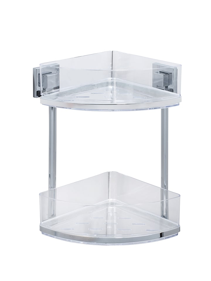 Edelstahl-Eckregal "Quadro" - (B)28 x (H)32,5 x (T)19,5 cm