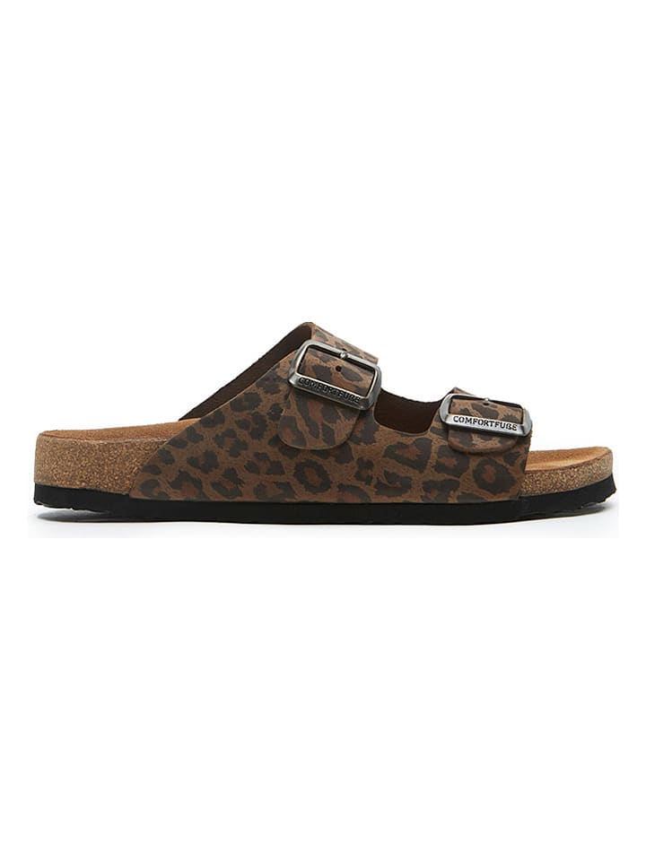 Leren slippers bruin/zwart