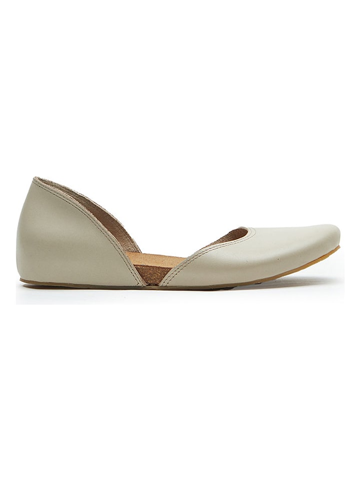Leren ballerina's beige