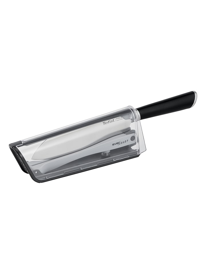Nóż santoku "Ever sharp" w kolorze czarnym - dł. 16,5 cm