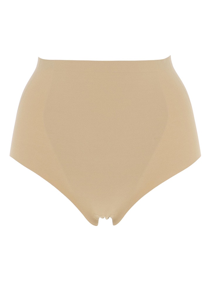 Pełne figi high waist w kolorze beżowym