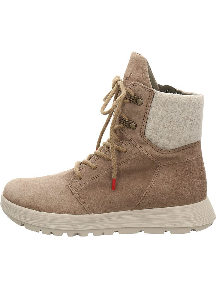 Leder-Boots in Beige