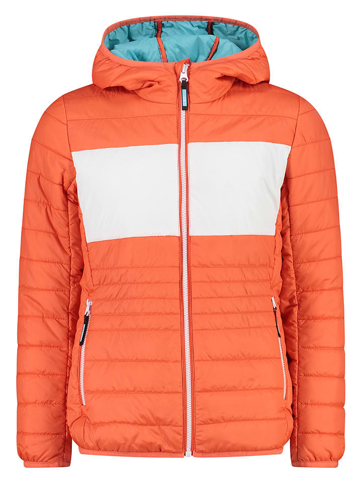 Steppjacke in Orange/ Weiß