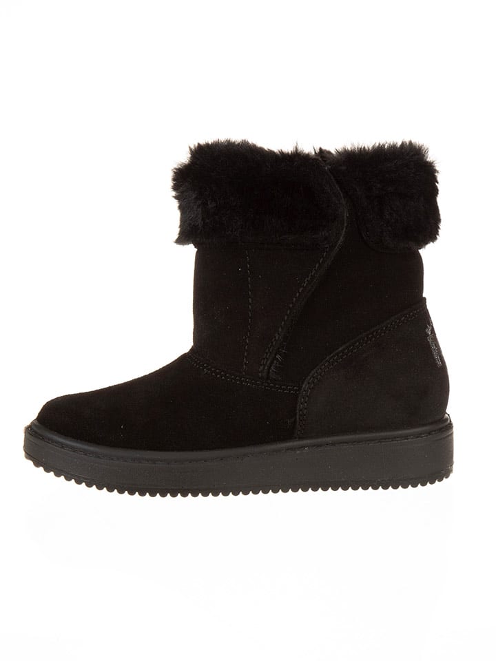 Leder-Winterstiefel in Schwarz