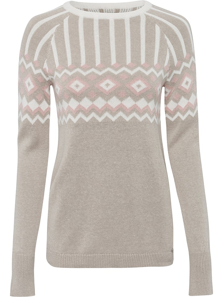 Pullover in Beige/ Weiß