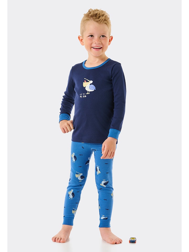 Schiesser Pyjama in Blau/ Dunkelblau limango | günstig kaufen