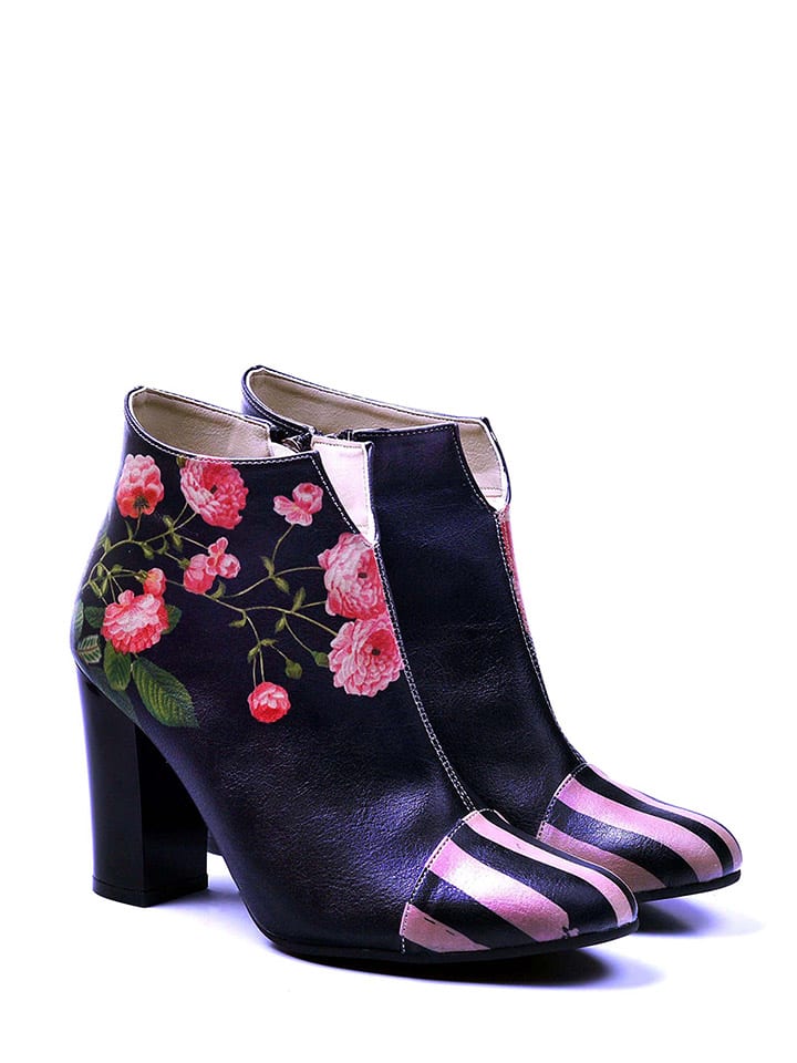 Enkellaarzen donkerblauw/roze
