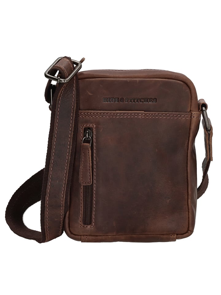 Leren schoudertas bruin - (B)14,5 x (H)18 x (D)5,5 cm