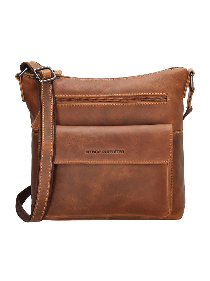 Leder-Umhängetasche in Hellbraun - (B)24 x (H)25 x (T)10 cm