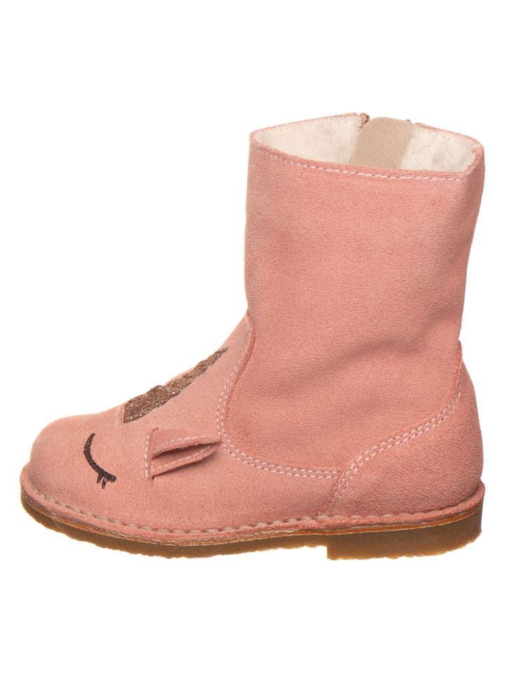 Leder-Winterboots in Rosa