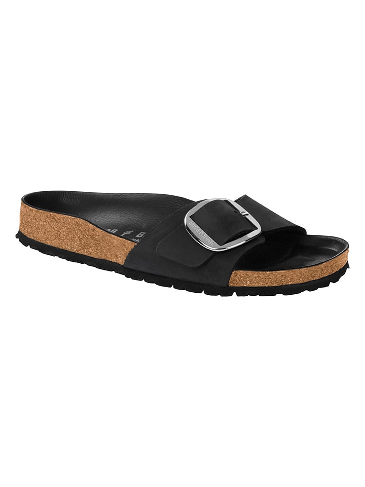 Leder-Pantoletten "Madrid" in Schwarz - Weite S