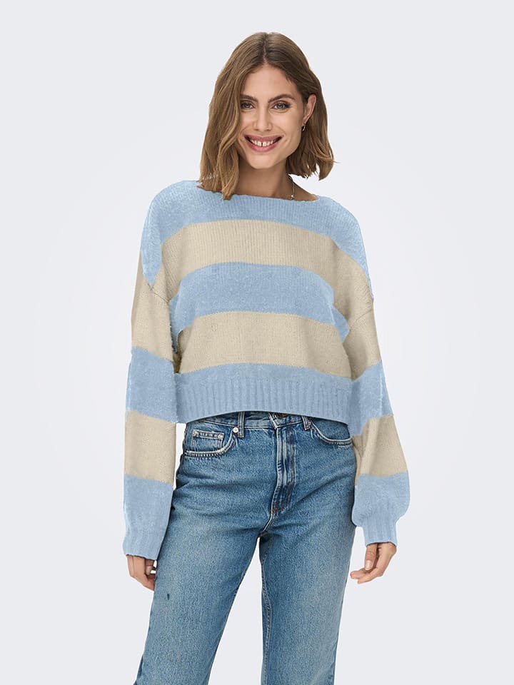 ONLY Trui lichtblauw beige goedkoop kopen limango