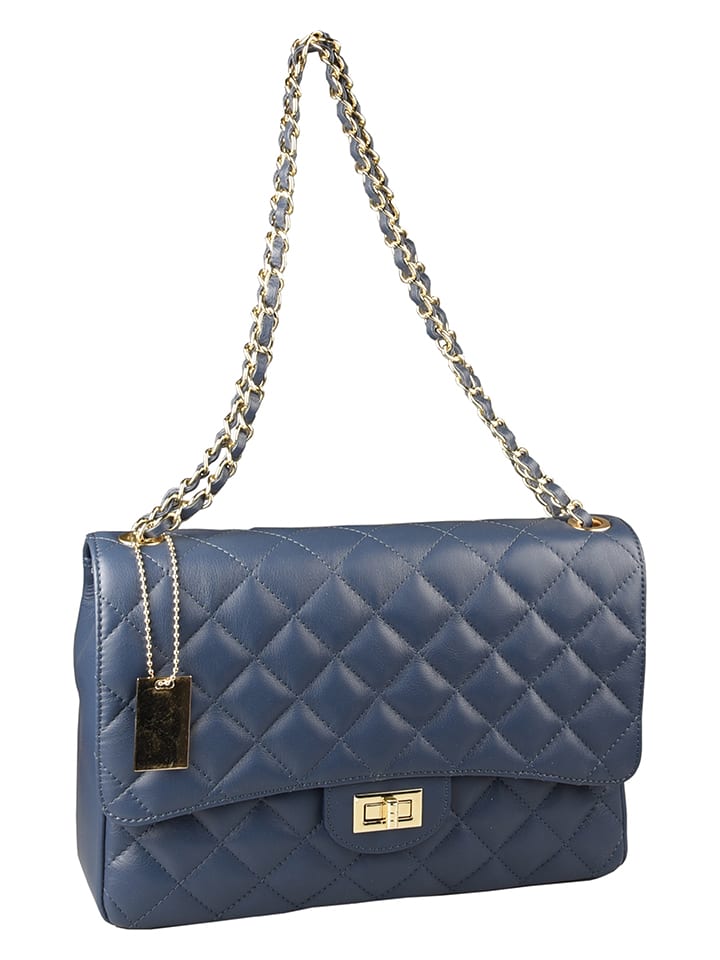 Leren schoudertas "Wars" donkerblauw - (B)20 x (H)28 x (D)9 cm