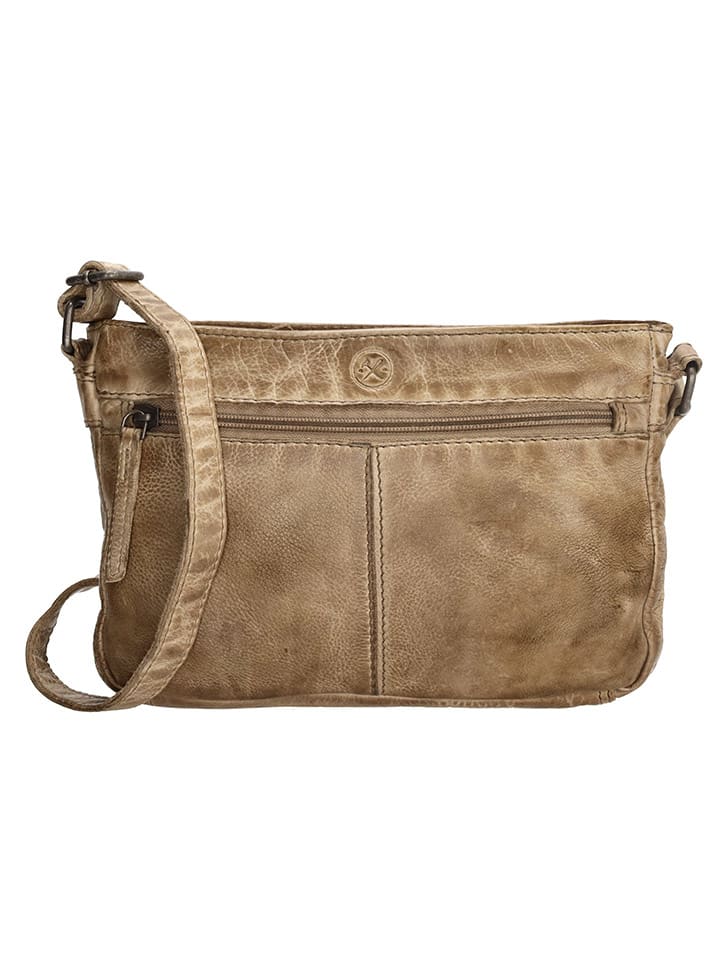 Leren schoudertas beige - (B)23 x (H)16 x (D)4 cm