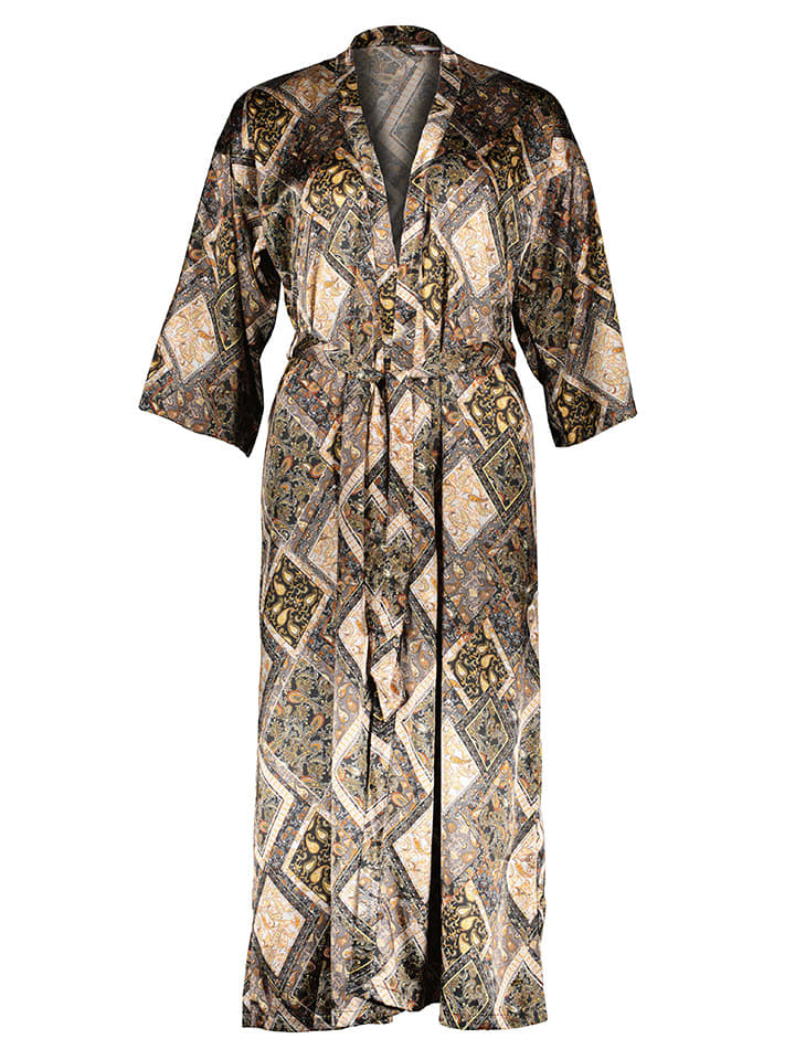 Kimono in Beige/ Schwarz