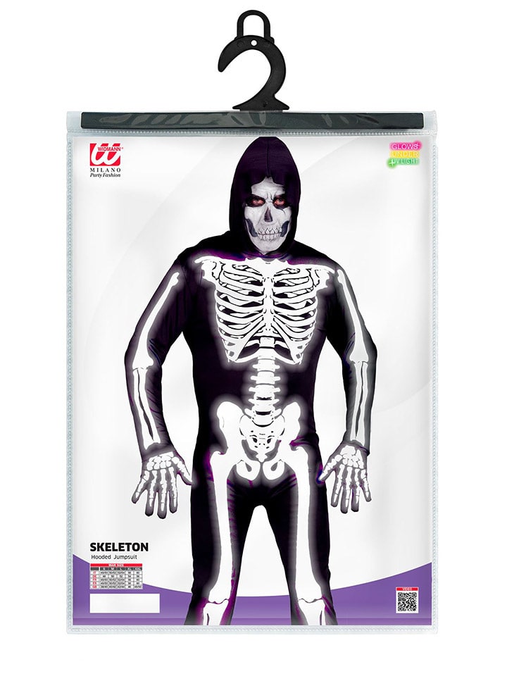 Kostümoverall "SKELETT" in Schwarz/ Weiß