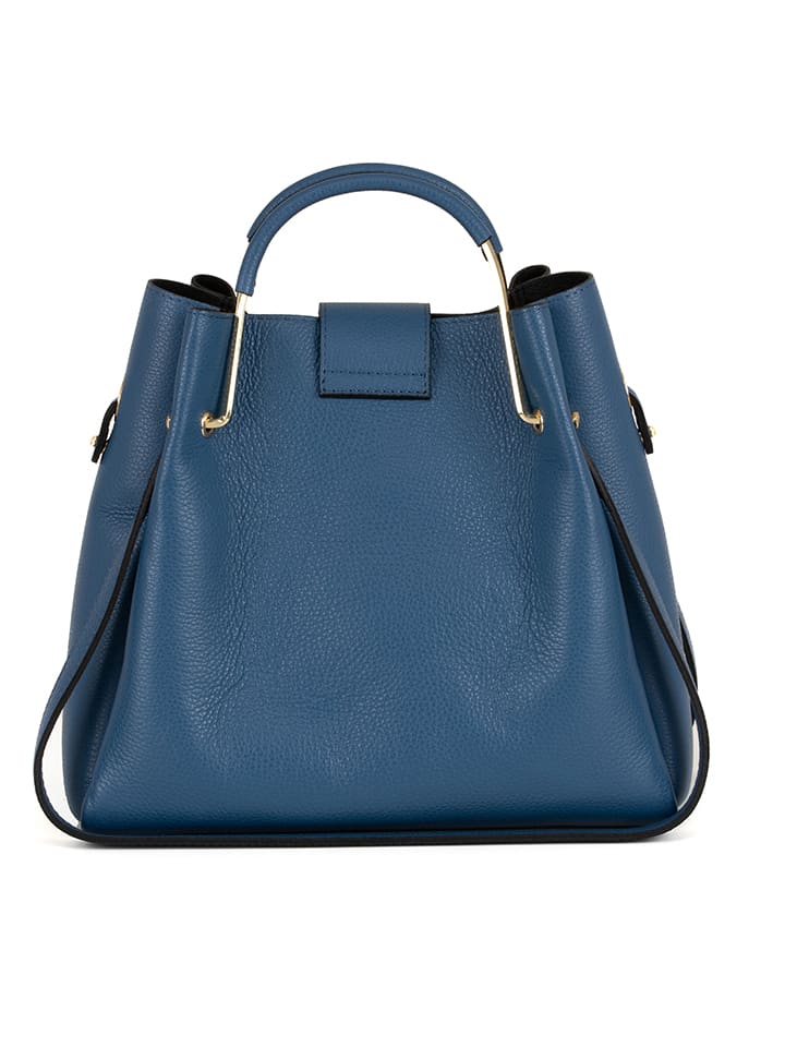 Lucca Baldi Leren handtas blauw B 33 x H 28 x D 13 cm