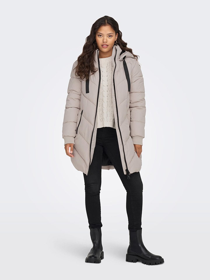 Płaszcz pikowany "SKYLAR PADDED HOOD" w kolorze beżowym