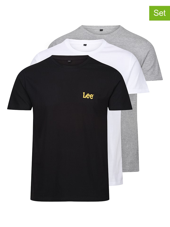 3er-Set: Shirts "Larkin" in Schwarz/ Weiß/ Grau