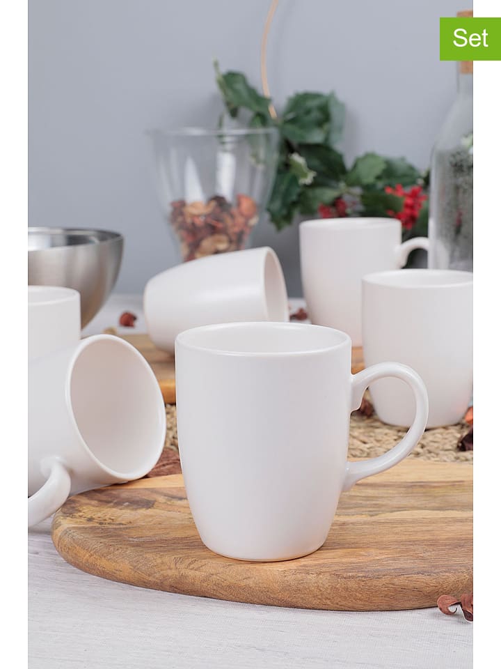6-delige set: koffiekoppen wit - 300 ml