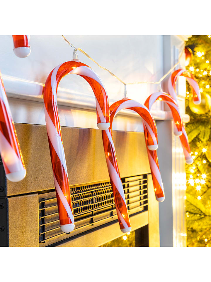 Łańcuch świetlny LED "Candy Cane" w kolorze czerwono-białym
