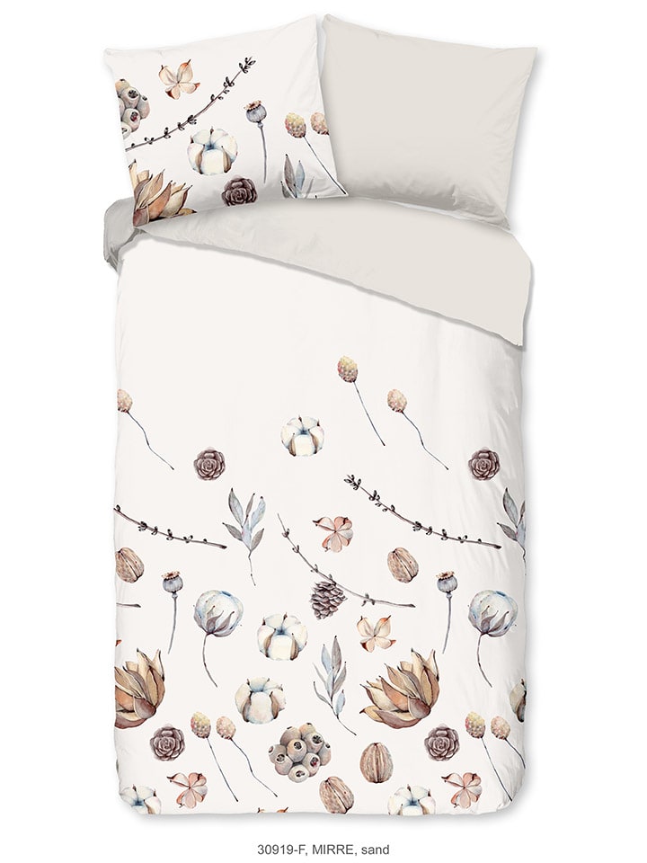 Flanellen beddengoedset "Mirre" crème/beige