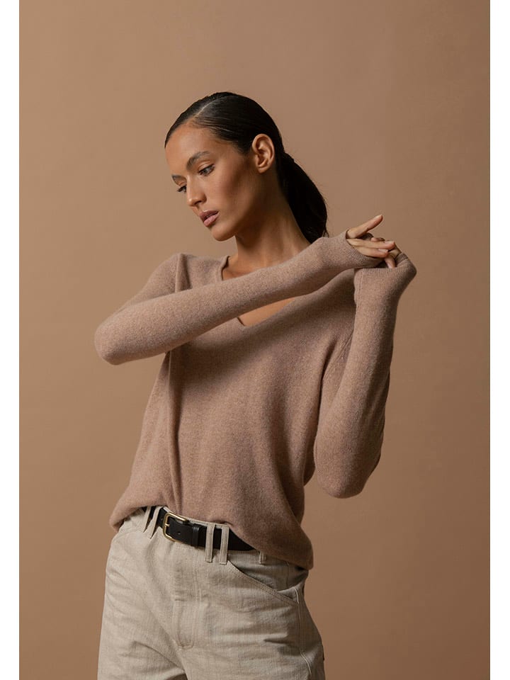 Kasjmieren trui "Shannon" beige
