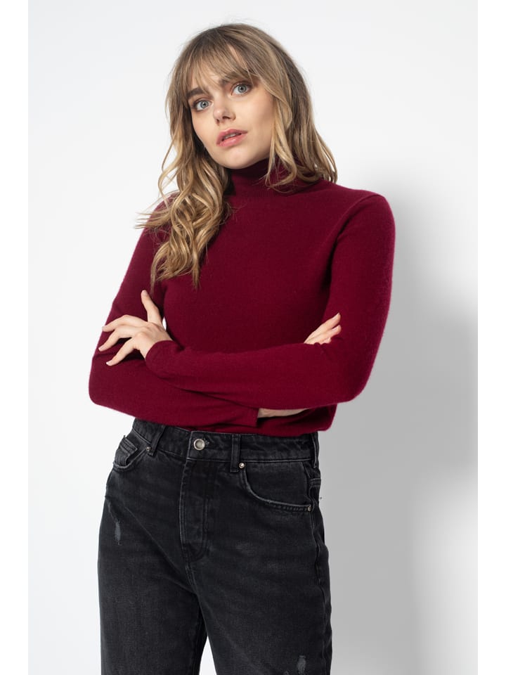 Kaschmir-Rollkragenpullover in Bordeaux