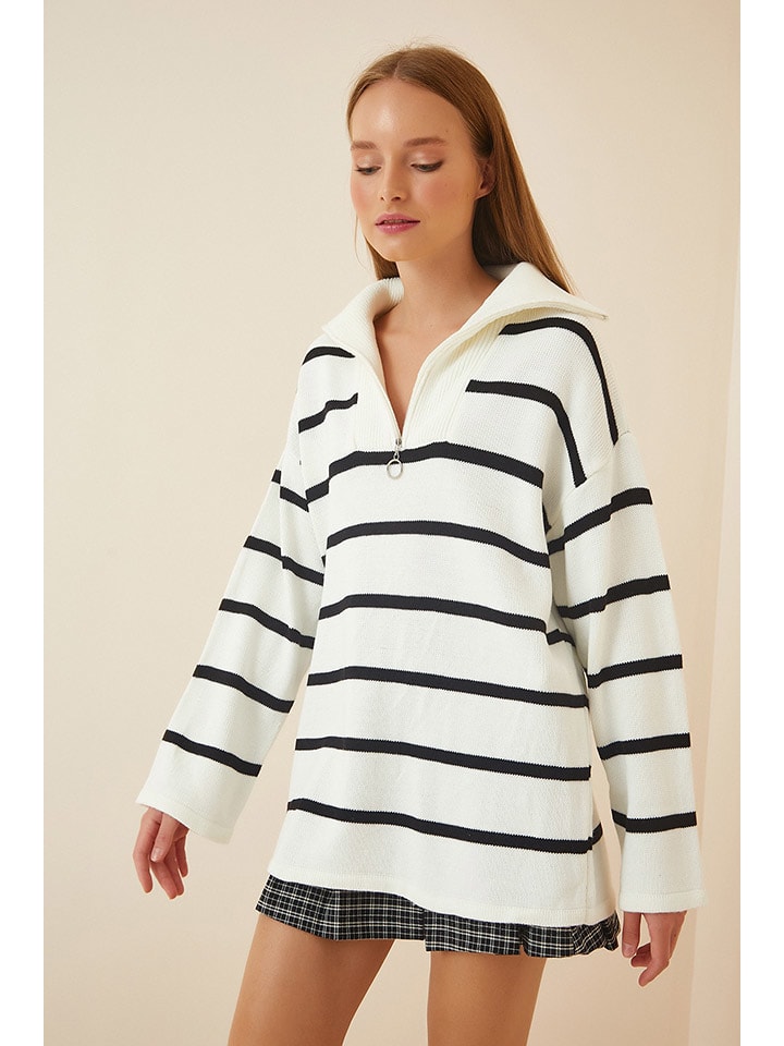 Sweter w kolorze kremowo-czarnym