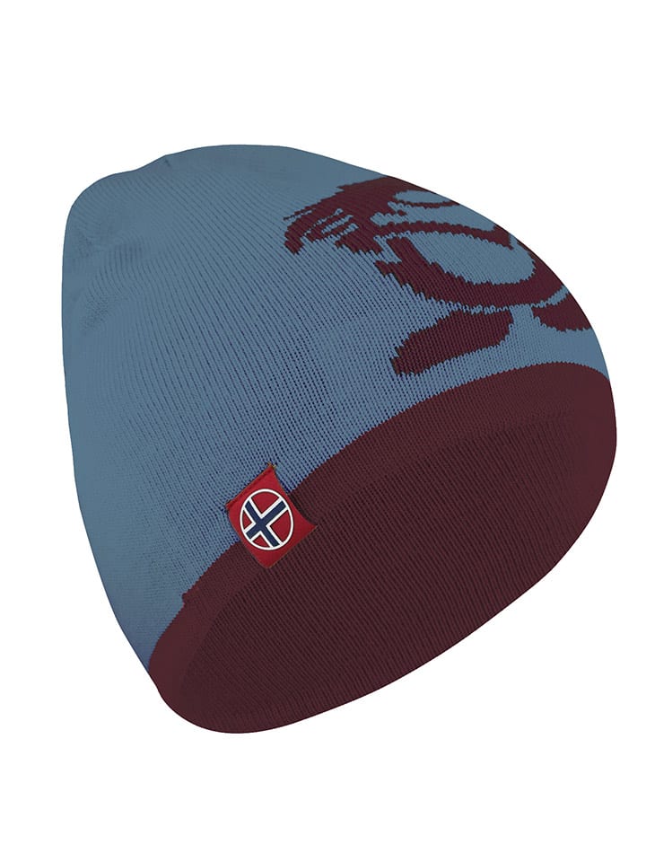 Dwustronna czapka beanie "Troll" w kolorze niebiesko-bordowym