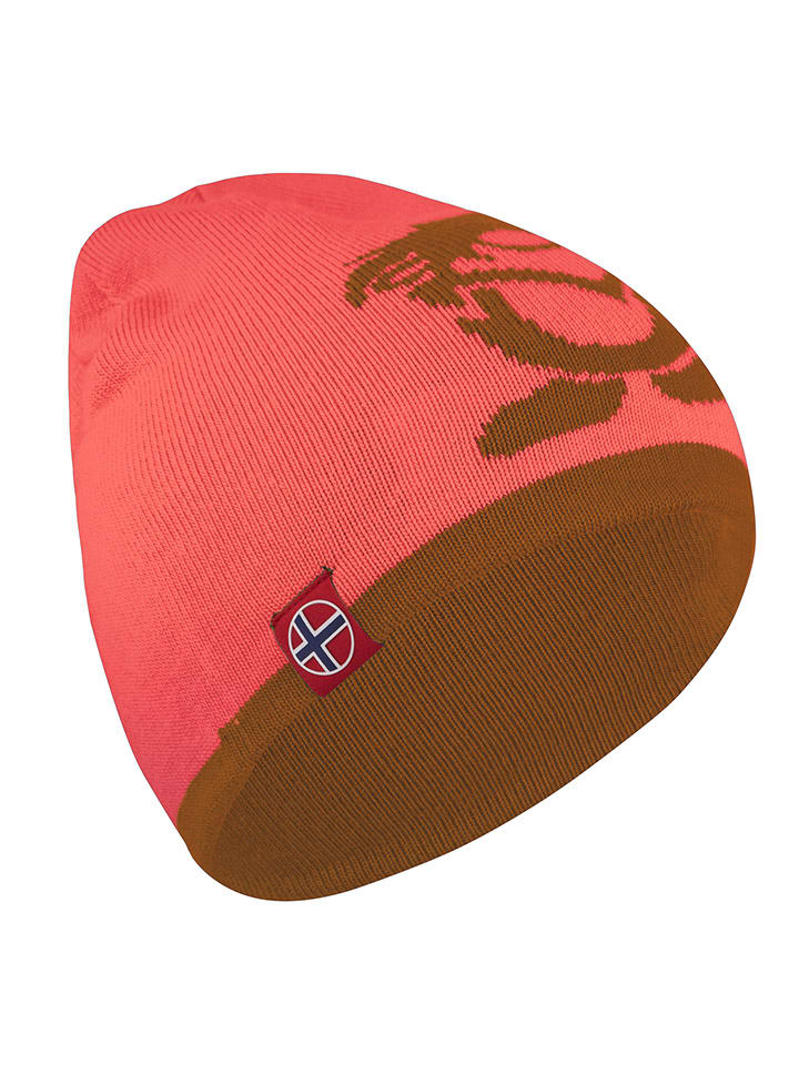 Dwustronna czapka beanie "Troll" w kolorze jasnobrązowo-różowym