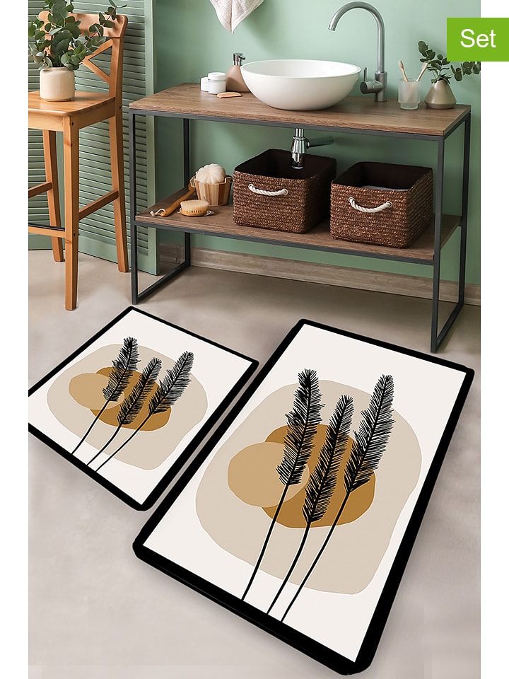 2er-Set: Badvorleger in Creme