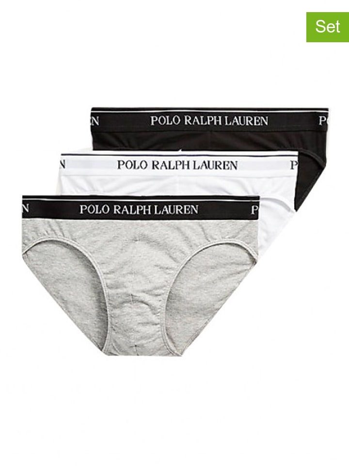 POLO RALPH LAUREN 3erSet Slips in Schwarz/ Weiß/ Grau günstig kaufen