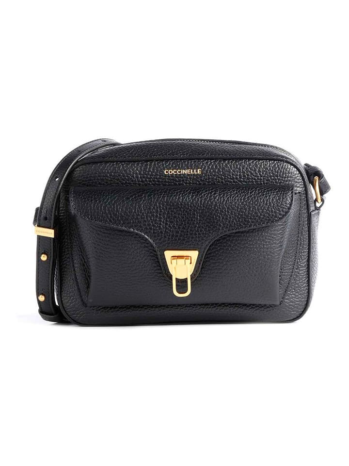 Leder-Umhängetasche in Schwarz - (B)21 x (H)15 x (T)7 cm