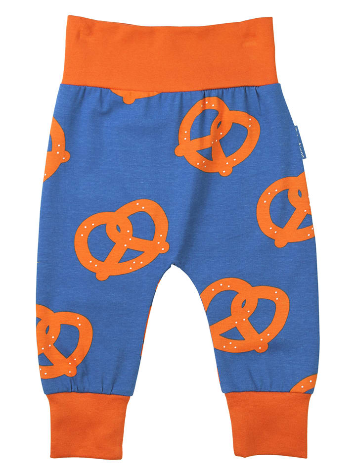 Sweathose in Blau/ Orange
