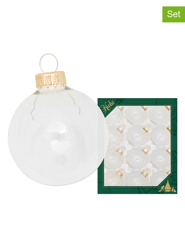 Krebs Glas Lauscha 12delige set kerstballen wit Ø 5 cm goedkoop