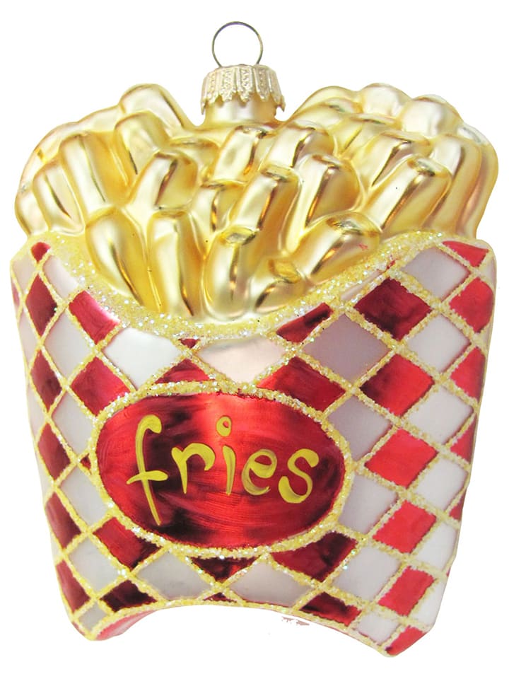 Christbaumornament "Tüte Pommes Frites" in Rot/ Gelb - (L)10 cm