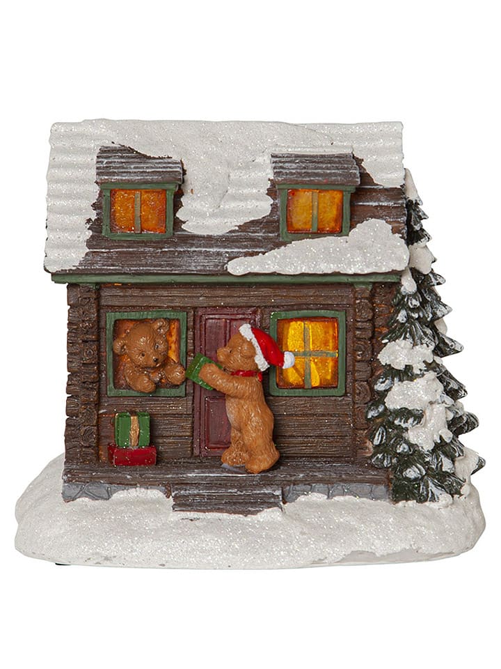 LED-Weihnachtszene "Tedville" in Bunt - (L)18 x (B)16 x (H)13 cm