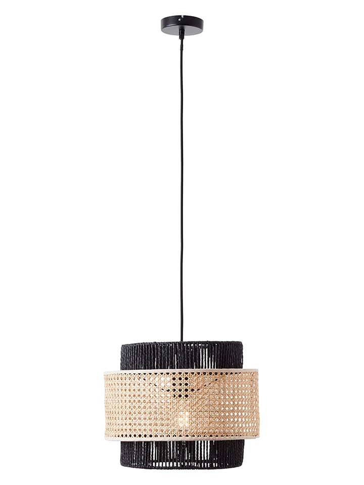 Hängeleuchte "Arles" in Schwarz/ Beige - (H)134,5 x Ø 36 cm