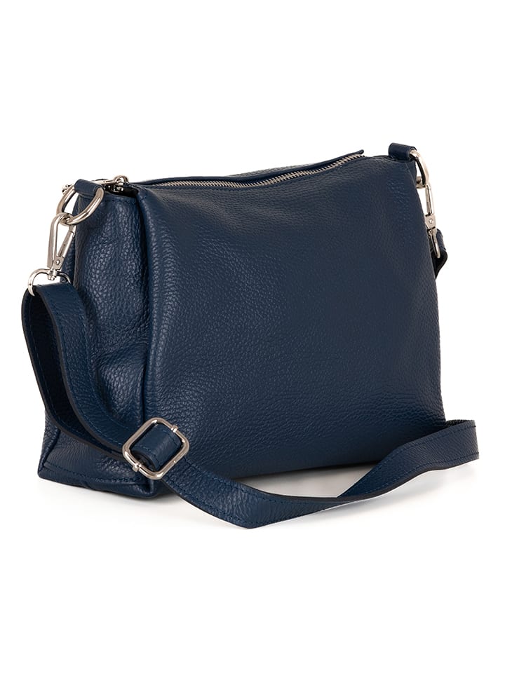 Lucca Baldi Leren schoudertas Melfi donkerblauw B 26 x H 19 x D 9 cm goedkoop kopen limango