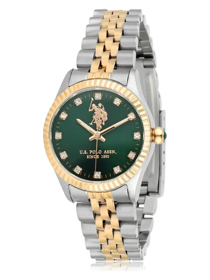 U.S. Polo Assn. Quartzuhr in Silber Gold Gr n g nstig kaufen