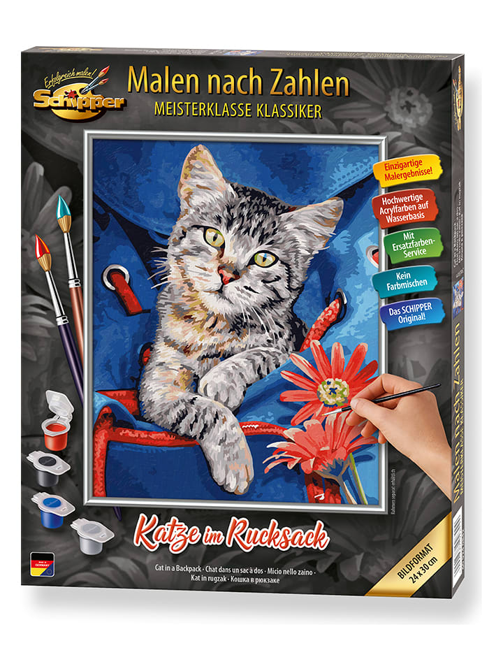 Malowanie po numerach "Cat in a backpack" - 14+