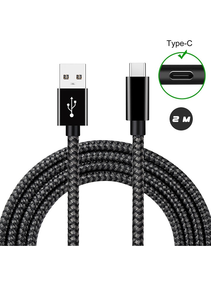 USB-Typ-C-Kabel in Schwarz - (L)2 m